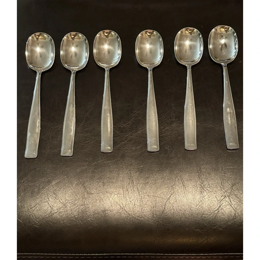 Eickhorn Germany Stainless WMF 121 Outlined Edge Oval Soup Spoon Set‎ Of 6